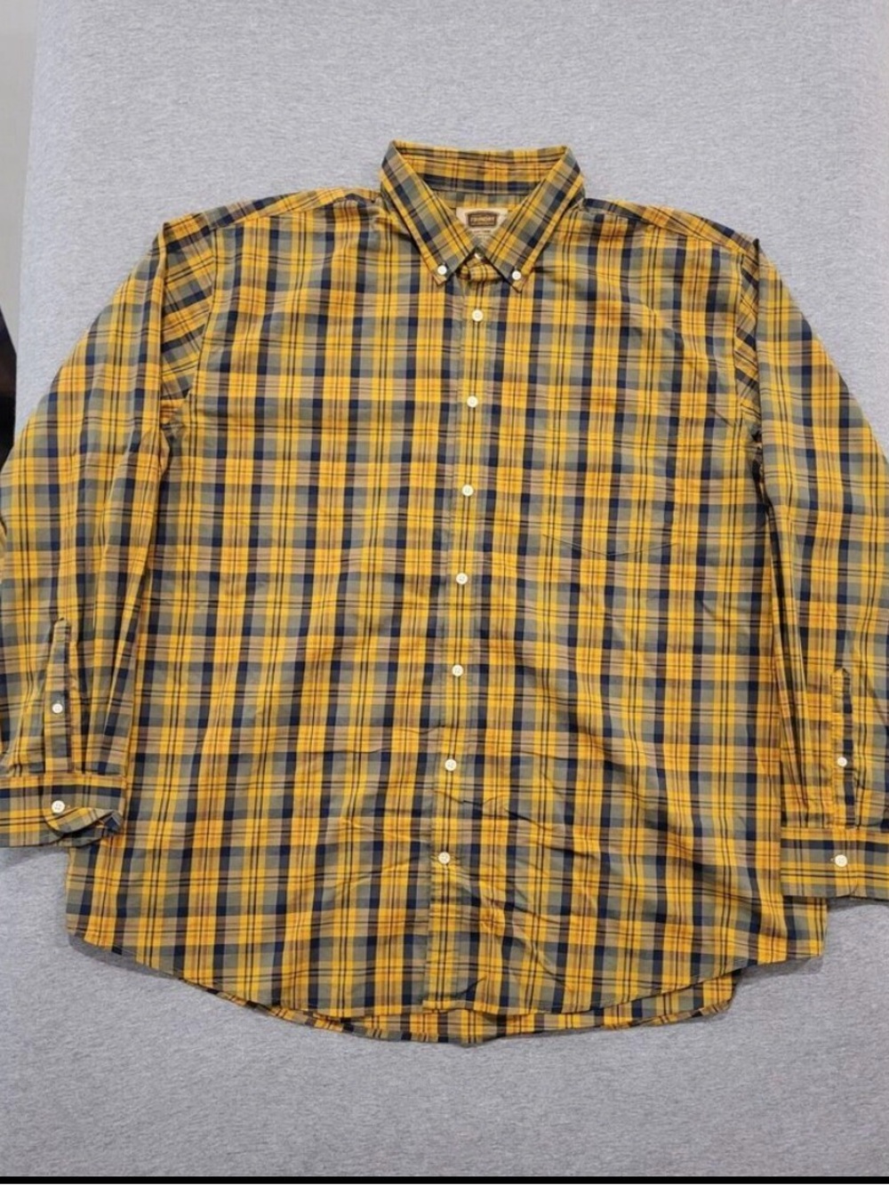 Men's Classic Yellow Plaid Button-Down Shirt